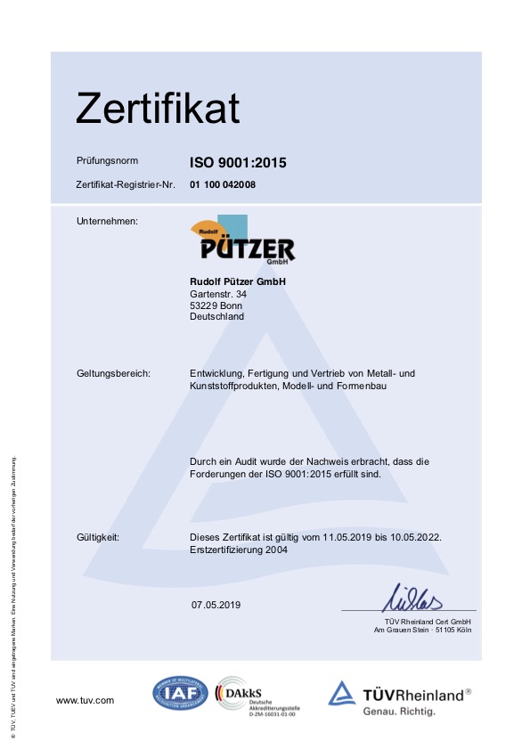ISO 9001:2015 TÜV Rheinland